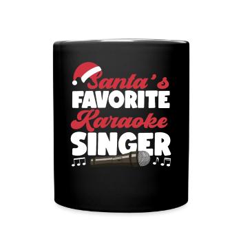 Karaoke Singer Christmas Santa's - Tasse einfarbig - Schwarz - Vorne
