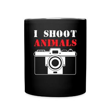 I Shoot Animals Shirt Gift Photographer - Full Colour Mug - black - Front