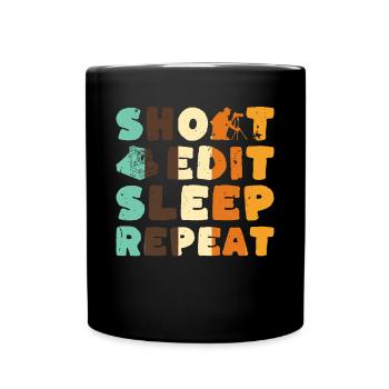 Shoot Edit Sleep Repeat Shirt - Mug uni - noir - Devant