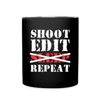 Shoot Edit Sleep Repeat Shirt - Mug uni - noir - Devant