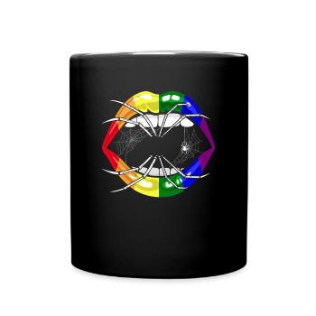 LGBTQ Regenbogen Lippen Halloween - Tasse einfarbig - Schwarz - Vorne