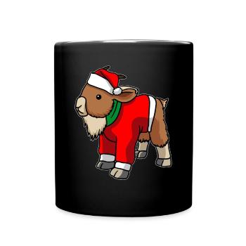 Chèvre en costume de Noël - Mug uni - noir - Devant