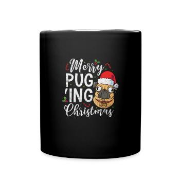 Mops Weihnachten - Tasse einfarbig - Schwarz - Vorne