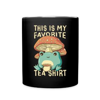 Cottagecore Esthétique Grenouille Sirotant du thé - Mug uni - noir - Devant