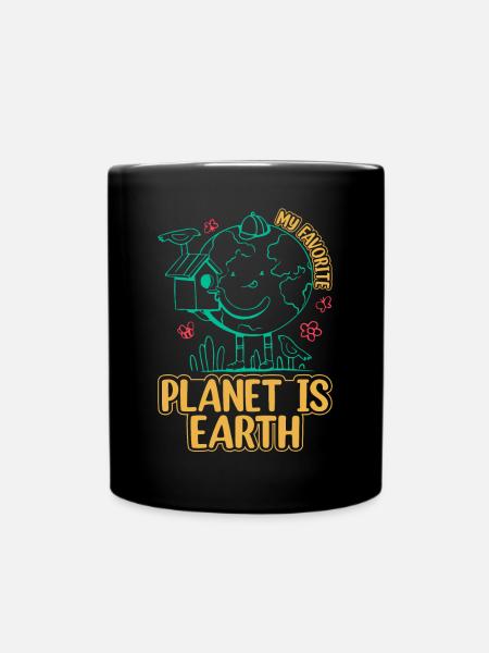 Min favorittplanet er jorden - solsystemplaneter - Ensfarget kopp - svart