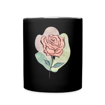 Bohemian Aesthetic Red Rose Retro Pastel - Full Colour Mug - black - Front