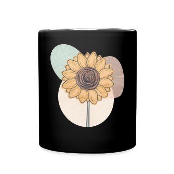 Bohemian Aesthetic Sunflower Retro Pastel - Full Colour Mug - black - Front