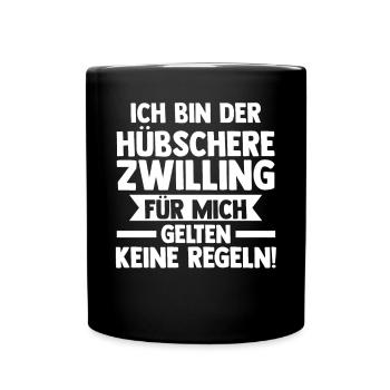 Zwillingsgeschwister Hübscher Zwilling Zwillinge - Tasse einfarbig - Schwarz - Vorne