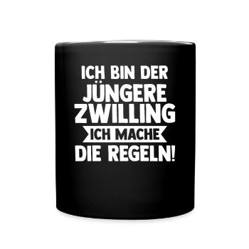 Zwillingsgeschwister Jüngere Zwilling Zwillinge - Tasse einfarbig - Schwarz - Vorne