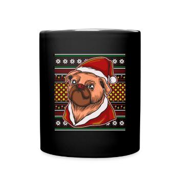 Pull de Noël moche Tshirt Carlin de Noël - Mug uni - noir - Devant