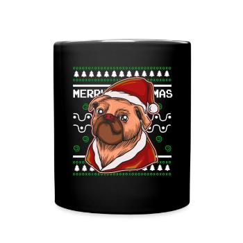 Pull de Noël moche Tshirt Carlin de Noël - Mug uni - noir - Devant