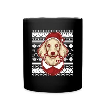 Pull de Noël moche Tshirt Chien de Noël - Mug uni - noir - Devant
