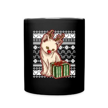 Moche pull de Noël Tshirt chat de Noël - Mug uni - noir - Devant