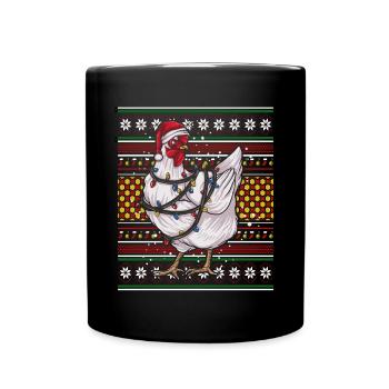 Ugly Christmas Sweater Tshirt Christmas Chicken - Full Colour Mug - black - Front