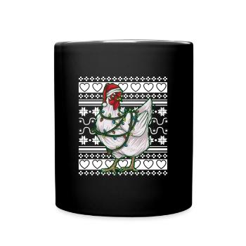 Ugly Christmas Sweater Tshirt Christmas Chicken - Full Colour Mug - black - Front