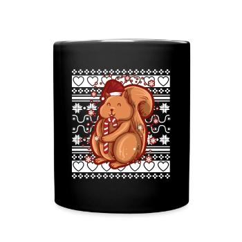 Pull de Noël moche Écureuil de Noël - Mug uni - noir - Devant