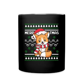 Ugly Christmas Sweater Tshirt Christmas Fox - Full Colour Mug - black - Front