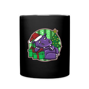 Ugly Christmas Sweater Tshirt Weihnachten Nilpferd - Tasse einfarbig - Schwarz - Vorne