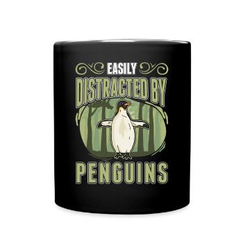 Easily distracted by Penguins Pinguin - Tasse einfarbig - Schwarz - Vorne