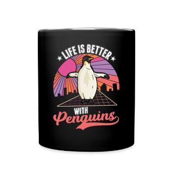 Life is better with Penguins Penguin - Full Colour Mug - black - Front