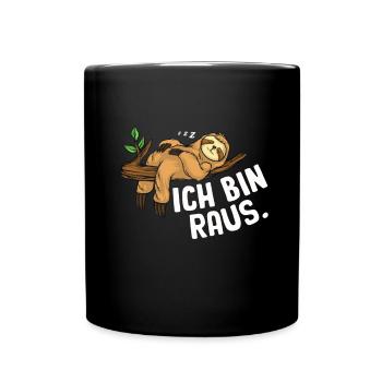 Faultier Tshirt Damen Herren Faul Müde Bürohumor - Tasse einfarbig - Schwarz - Vorne