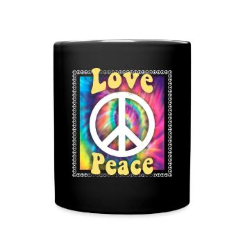 Hippie Tshirt Peace Movement Woodstock Boho Groove - Full Colour Mug - black - Front