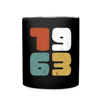 60. Geburtstag Jahrgang 1963 Collage - Tasse einfarbig - Schwarz - Vorne