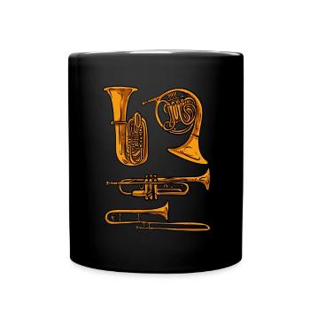 Trompete Horn Posaune - Tasse einfarbig - Schwarz - Vorne