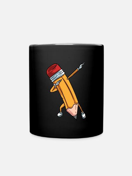 Bleistift Stift Schule - Tasse einfarbig - Schwarz