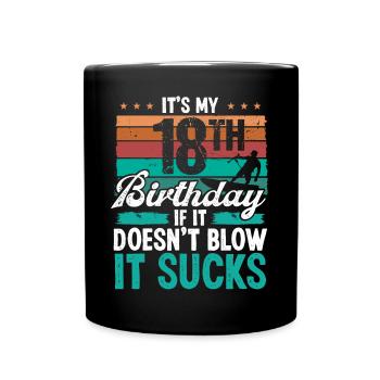 18 Year Old Kitesurfer Funny Kiteboarder Humor - Tasse einfarbig - Schwarz - Vorne