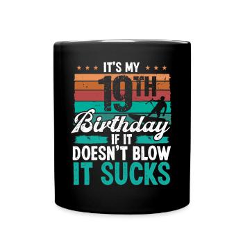 19 Year Old Kitesurfer Funny Kiteboarder Humor - Full Colour Mug - black - Front