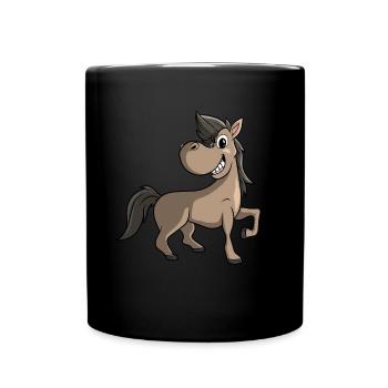 Cheval de dessin animé mignon - Mug uni - noir - Devant