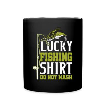 lucky fishing tee do not wash fishermen - Full Colour Mug - black - Front