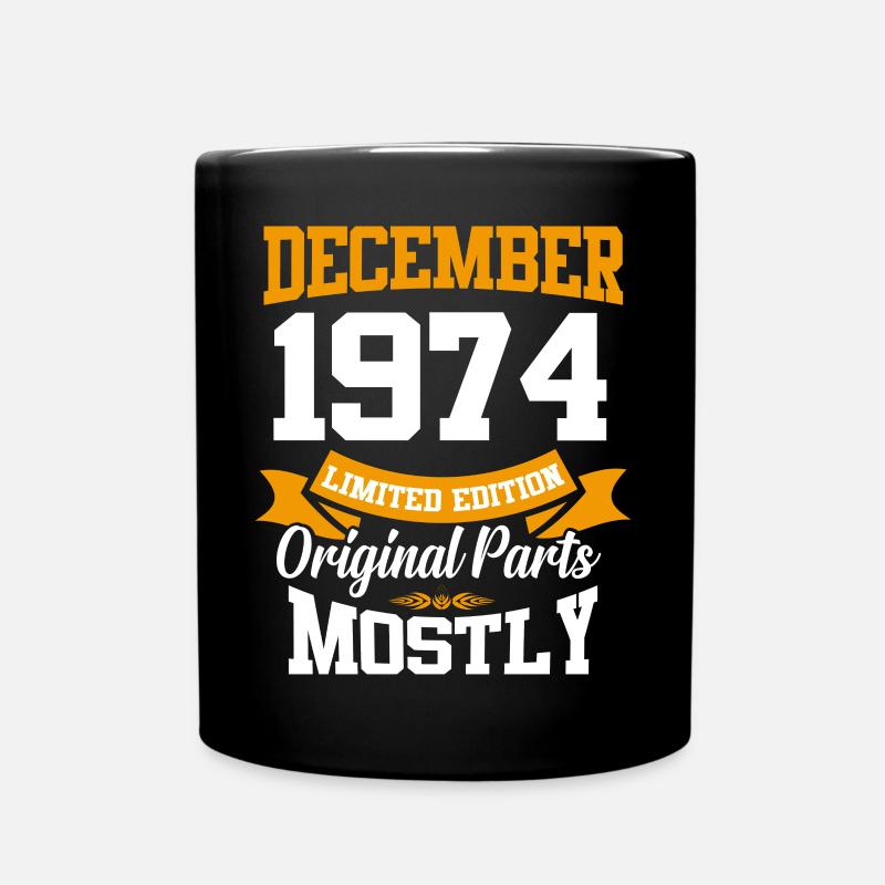Dezember 1974 Vintage Geburtstag Geschenk - Tasse einfarbig - Schwarz