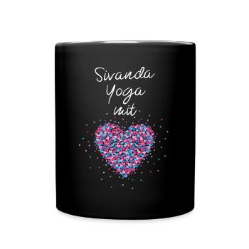 Sivanda Yoga mit Herz Yogalehrerin Yogakurs Sport - Tasse einfarbig - Schwarz - Vorne