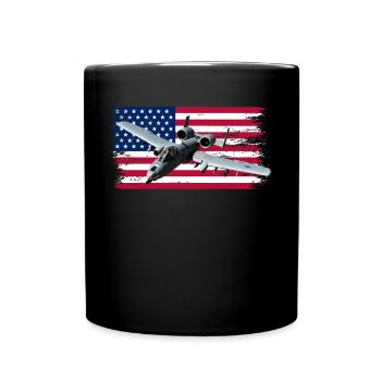 A-10 Warthog Flugzeug American Flag Thunderbird - Tasse einfarbig - Schwarz - Vorne