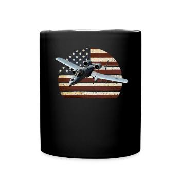 A-10 Warthog Flugzeug American Flag Thunderbird - Tasse einfarbig - Schwarz - Vorne