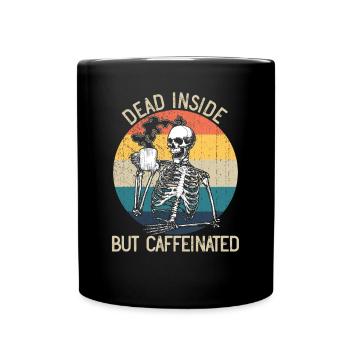 Tot im Inneren, aber koffeinhaltiger Skelettkaffee - Tasse einfarbig - Schwarz - Vorne