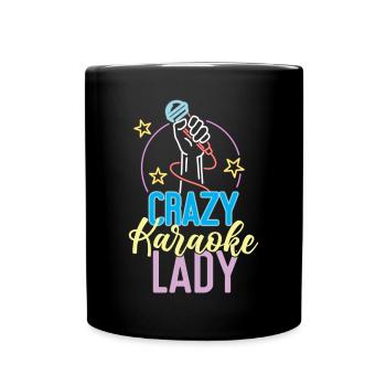 Karaoke Singer 80s Retro Crazy - Tasse einfarbig - Schwarz - Vorne