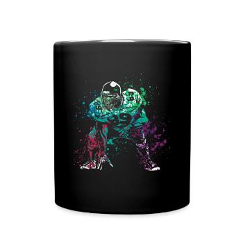 American Football Player Splash - Tasse einfarbig - Schwarz - Vorne