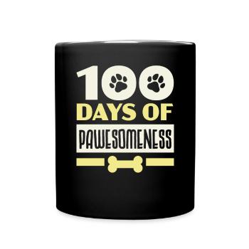 100 Days Of Pawesomeness Teacher Student Dog Lover - Full Colour Mug - black - Front