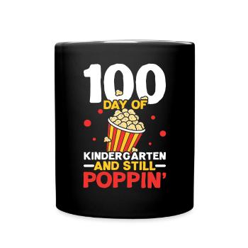 100 Days Of Kindergarten And Still Poppin' Popcorn - Full Colour Mug - black - Front