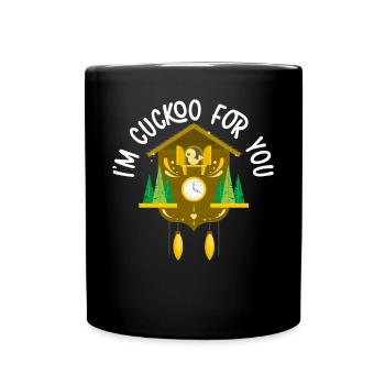 Ich bin Kuckuck für dich Valentinstag Herztag Vogel - Tasse einfarbig - Schwarz - Vorne