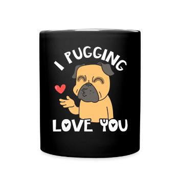 I Pugging Love You Valentines Day Carlin Owner - Mug uni - noir - Devant