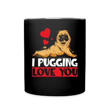 I Pugging Love You Valentines Day Carlin Owner - Mug uni - noir - Devant