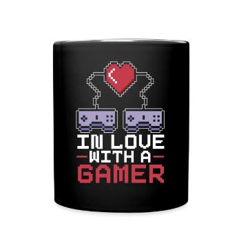 In Love With A Gamer Valentines Day Video Game - Full Colour Mug - black - Front
