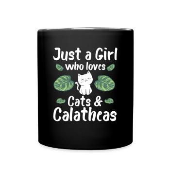 Just A Girl Who Loves Cats and Calatheas Katze - Tasse einfarbig - Schwarz - Vorne