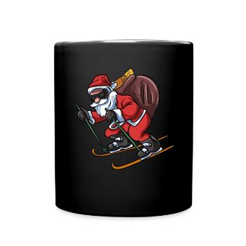 Santa Claus skiing - Full Colour Mug - black - Front