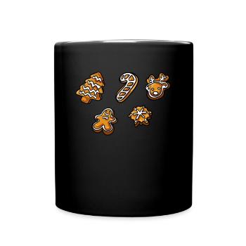 Weihnachtsplätzchen Lebkuchen - Tasse einfarbig - Schwarz - Vorne
