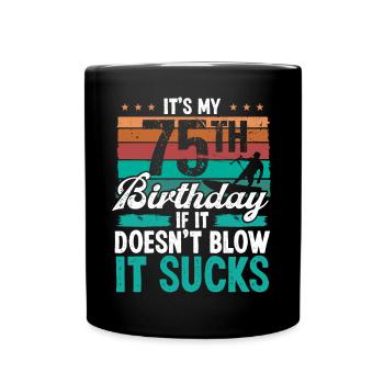 75 Year Old Kitesurfer Funny Kiteboarder Humor - Full Colour Mug - black - Front